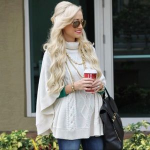 Gap Cable Knit Poncho Sweater In White